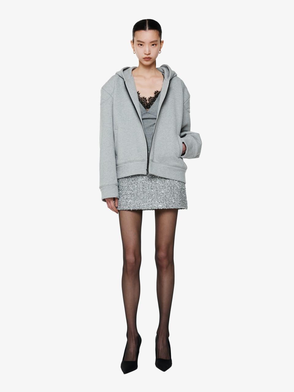 YCH ZIP UP COTTON HOODED JACKET GREY (F24OT0121GY)