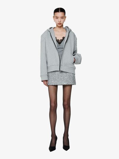 YCH ZIP UP COTTON HOODED JACKET GREY (F24OT0121GY)