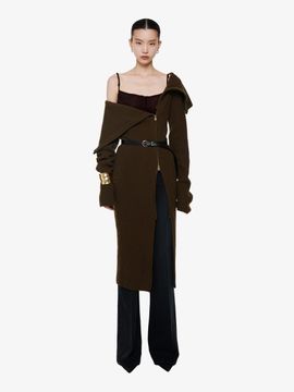 YCH ZIP UP SLIT KNIT DRESS KHAKI (F24KD8031KK)