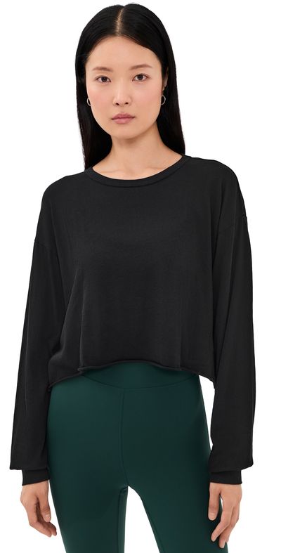 Year of Ours Year of Ours Cropped Long Sleeve Tee Black