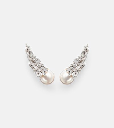 Yeprem Yeprem Pearlescent 18kt white gold earrings with diamonds and freshwater pearls