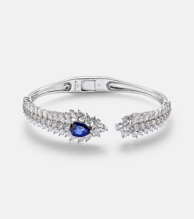 Yeprem Yeprem Reign Supreme 18kt white gold bangle with diamonds and sapphire