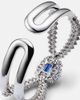 Yeprem Yeprem Reign Supreme 18kt white gold cuff bracelet with diamonds and sapphire - 4