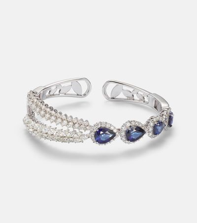 Yeprem Yeprem Reign Supreme 18kt white gold cuff bracelet with diamonds and sapphires
