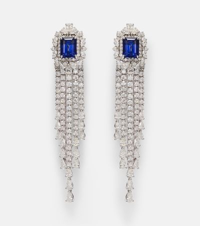 Yeprem Yeprem Reign Supreme 18kt white gold drop earrings with diamonds and sapphires