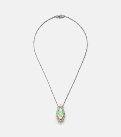 Yeprem Yeprem Reign Supreme 18kt white gold pendant necklace with diamonds and opal