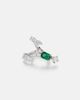 Yeprem Yeprem Reign Supreme 18kt white gold ring with diamonds and emerald - 1