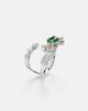 Yeprem Yeprem Reign Supreme 18kt white gold ring with diamonds and emerald - 4