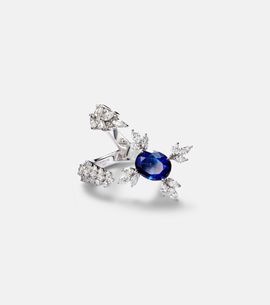 Yeprem Yeprem Reign Supreme 18kt white gold ring with diamonds and sapphire