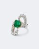 Yeprem Yeprem Reign Supreme 18kt white gold ring with emerald and diamonds - 1
