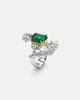 Yeprem Yeprem Reign Supreme 18kt white gold ring with emerald and diamonds - 4