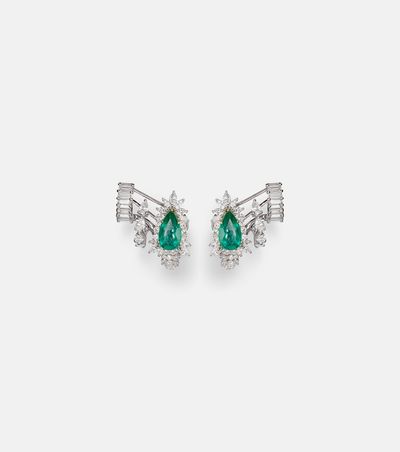 Yeprem Yeprem Reign Supreme 18kt yellow and white gold earrings with diamonds and emerald