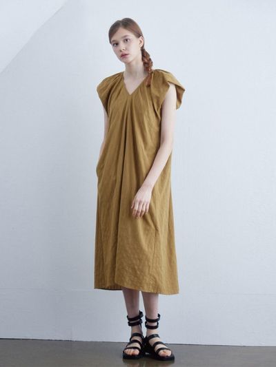 YGBM Back Point Cotton Midi Dress [Neutral] (Y11YOL021)
