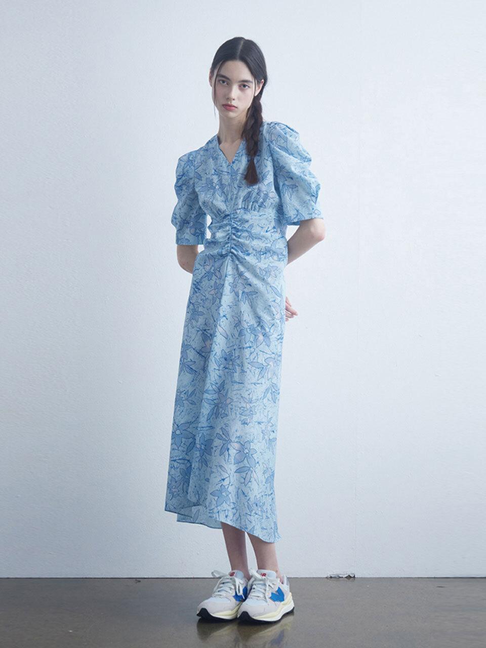YGBM Flower Shirring Maxi Dress (YB401-WOS01)