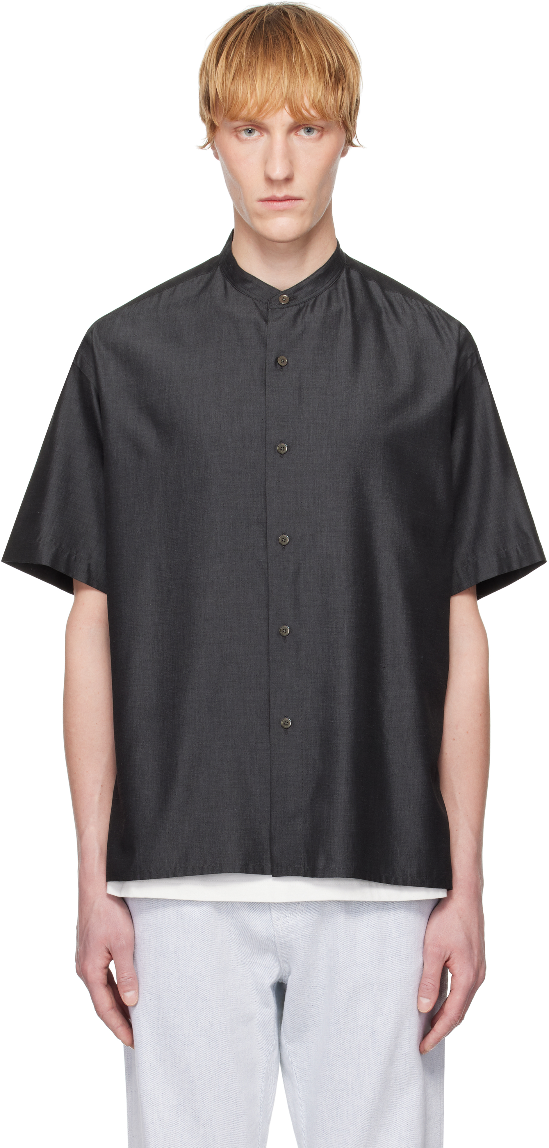 YLÈVE - Navy European Linen Silk Basque Knit Sweater