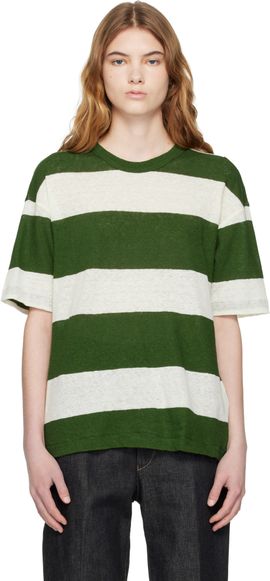 YMC YMC Green & Off-White Triple Stripe T-shirt
