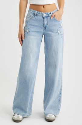 YMI YMI Joey Super Wide Leg Jeans with Star Appliqué