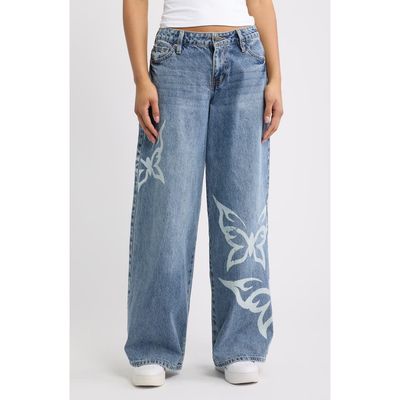 YMI YMI Tattoo Butterfly High Waist Wide Leg Jeans