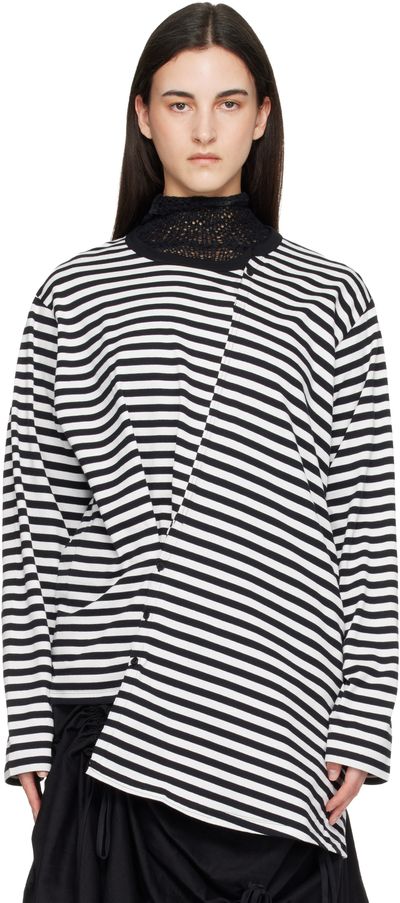 YOHJI YAMAMOTO YOHJI YAMAMOTO Black & White Paneled Long Sleeve T-shirt