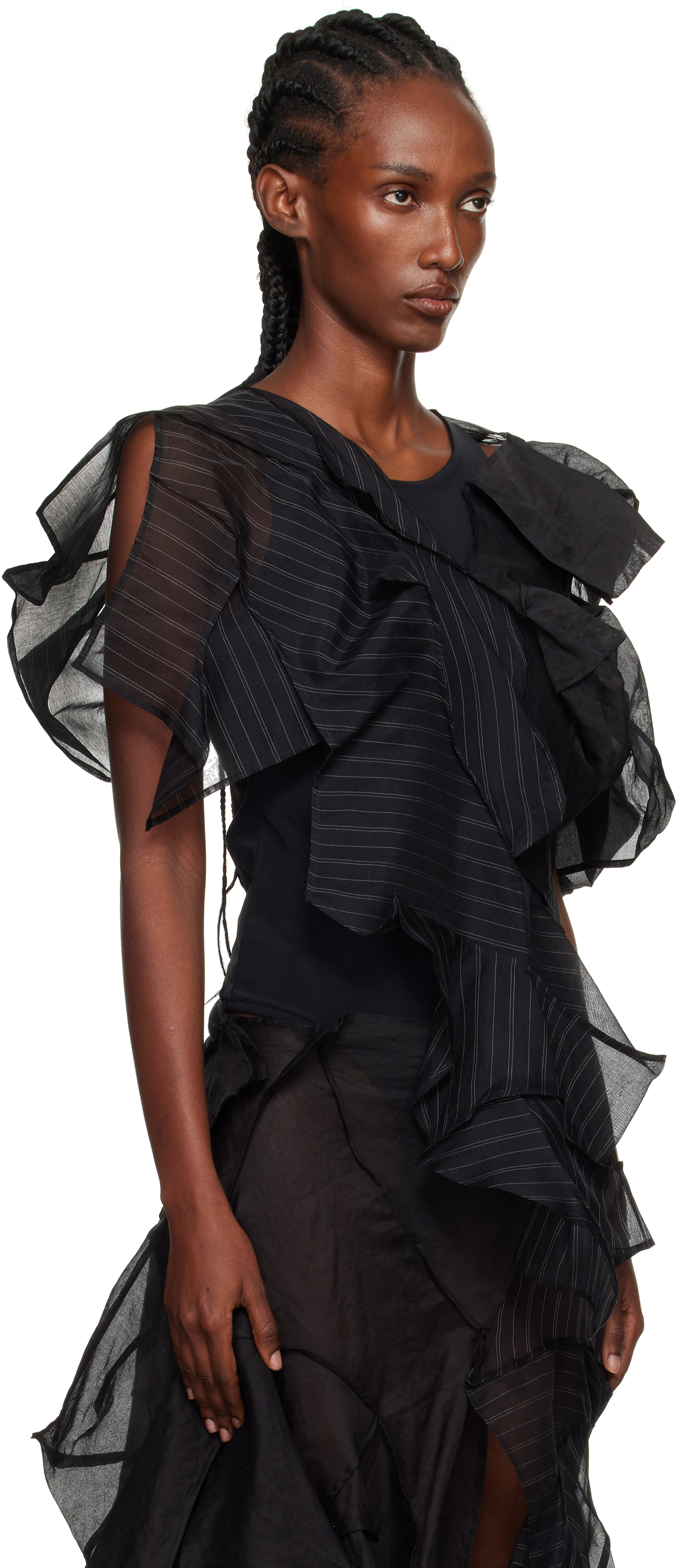 YOHJI YAMAMOTO - Black ASM Darts 3D Blouse