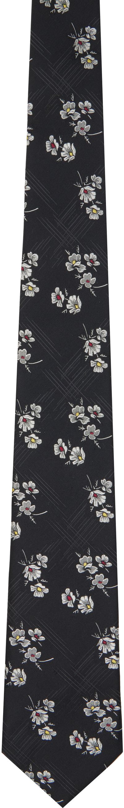 YOHJI YAMAMOTO YOHJI YAMAMOTO Black Flower Plaid JQ Derby Tie