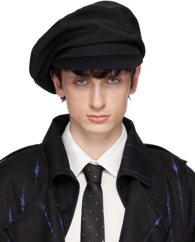 YOHJI YAMAMOTO YOHJI YAMAMOTO Black Gabardine Darts Casquette Cap