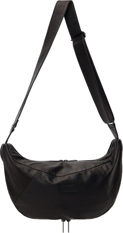 YOHJI YAMAMOTO YOHJI YAMAMOTO Black Scratch Horse Leather Half Moon Shoulder Bag