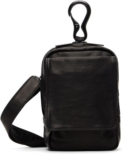YOHJI YAMAMOTO YOHJI YAMAMOTO Black Scratch Horse Leather Zip Shoulder Pouch
