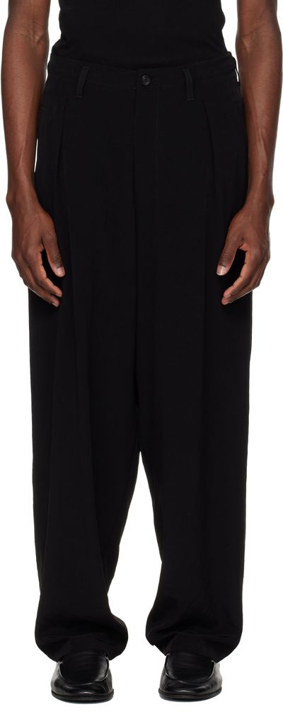 YOHJI YAMAMOTO YOHJI YAMAMOTO Black TA Tuxedo 1 Tuck Trousers