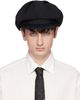 YOHJI YAMAMOTO YOHJI YAMAMOTO Black Wool Gabardine Tuck Casquette Cap - 1