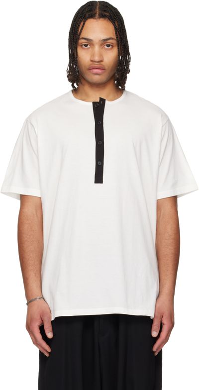 YOHJI YAMAMOTO YOHJI YAMAMOTO Off-White Short Sleeve Henley