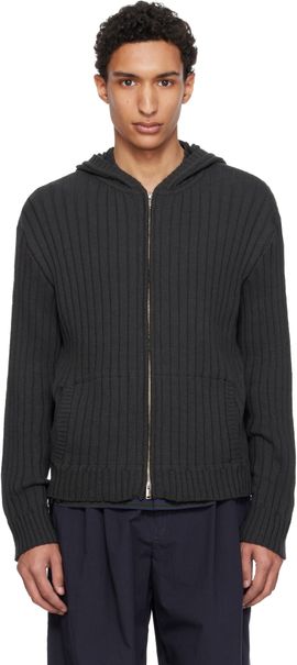 YOKE YOKE Gray Cotton Wide Rib Hoodie