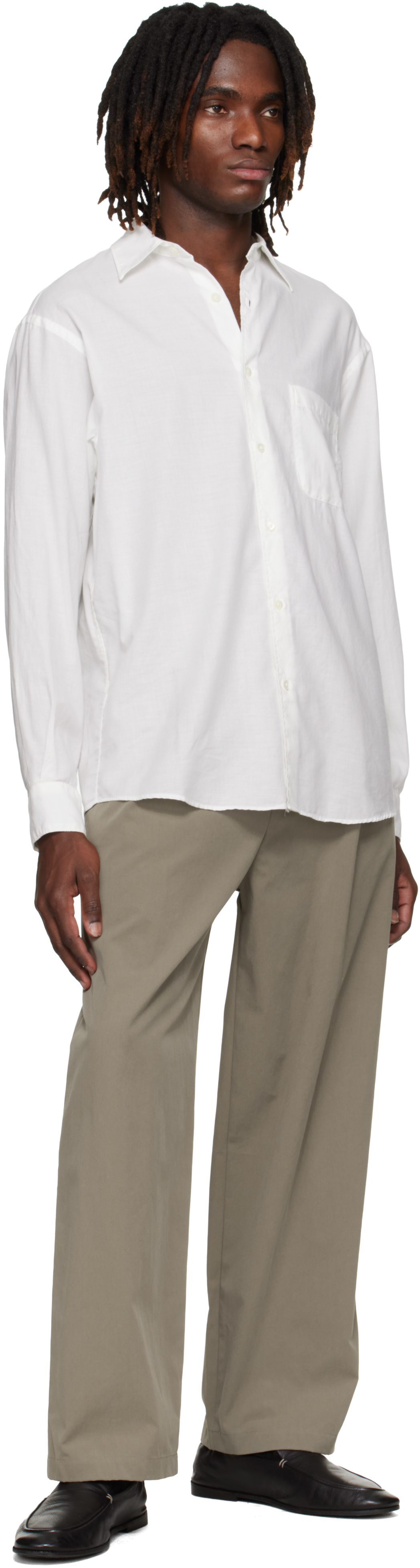 YOKE - White Cotton Silk Lawn Loosed Shirt