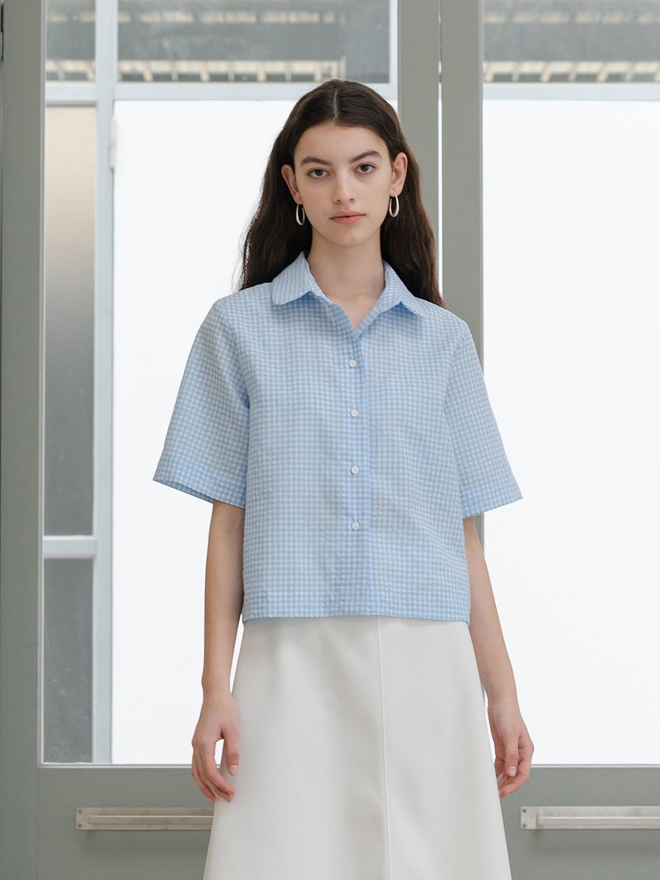 YOUNESS Blue Gingham Basic Shirt