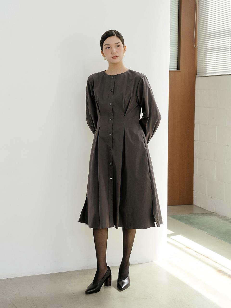 YOUNESS Charcoal Darted Dress
