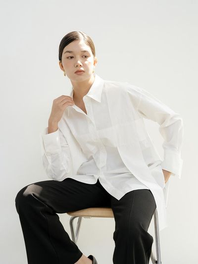 YOUNESS Cross Detail Oversized Shirt