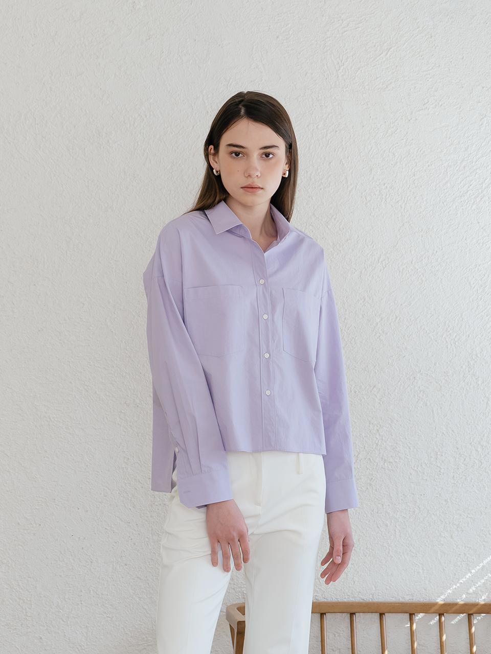 YOUNESS Lavender Cropped Shirt