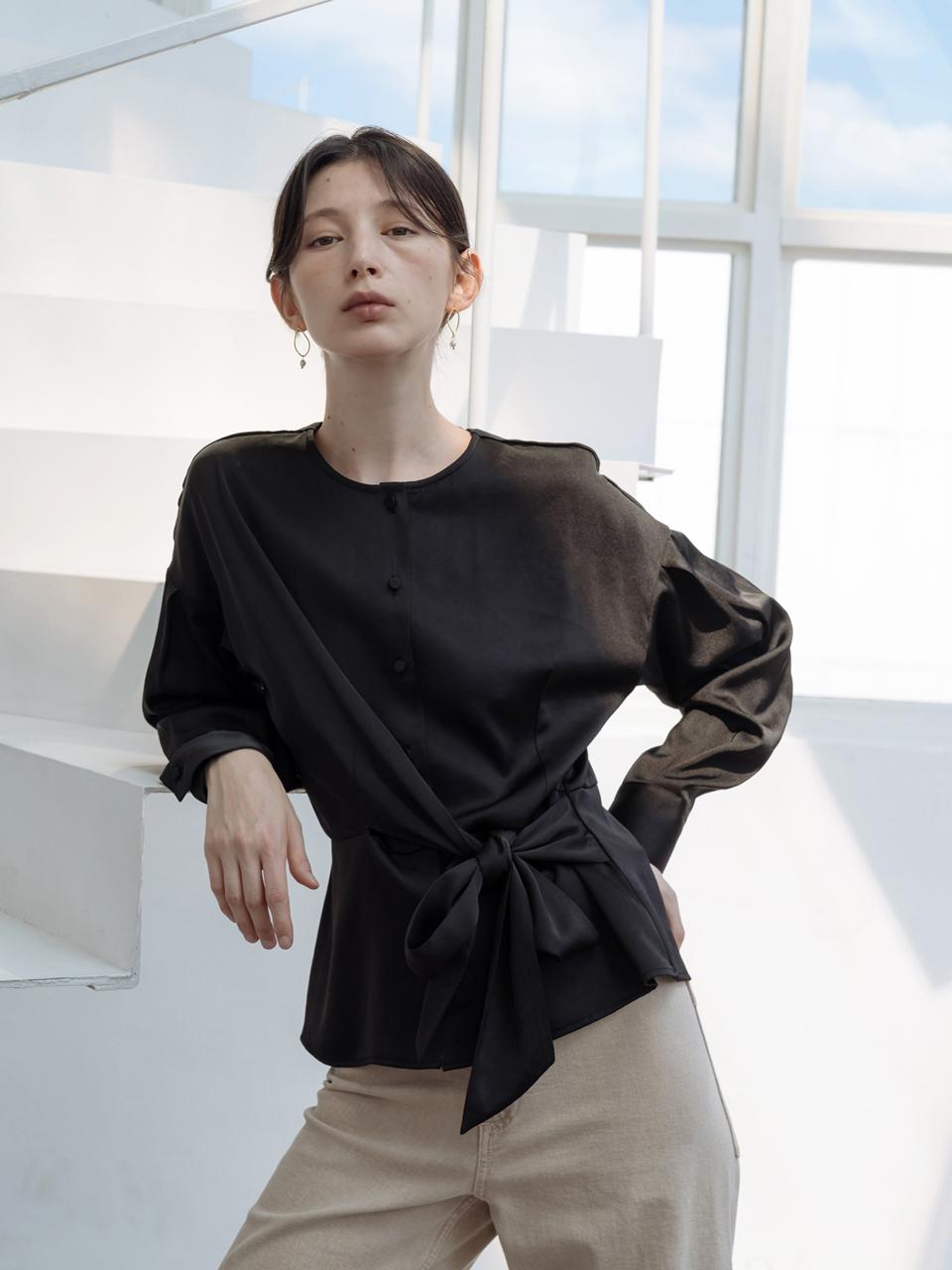 YOUNESS Tie Waist Blouse