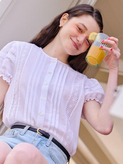 Your name Here Exciting Lace Puff Blouse Y4T045