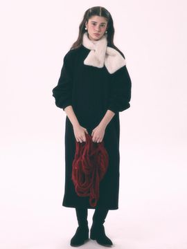 Your name Here Fleece-lined Cozy Overfit Polyester Dress (Y40029)