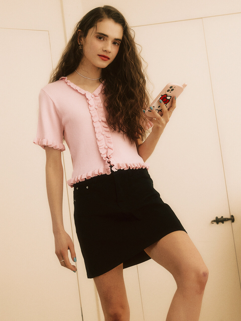 Your name Here Frill Slim Knit Top _2 Colors
