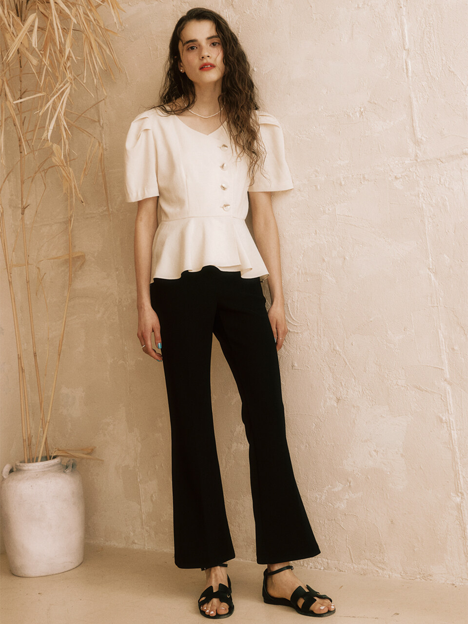 Your name Here Semi-bootcut Slacks _Black