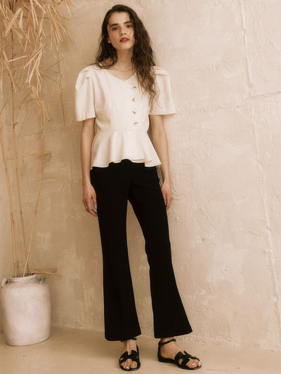 Your name Here Semi-bootcut Slacks _Black