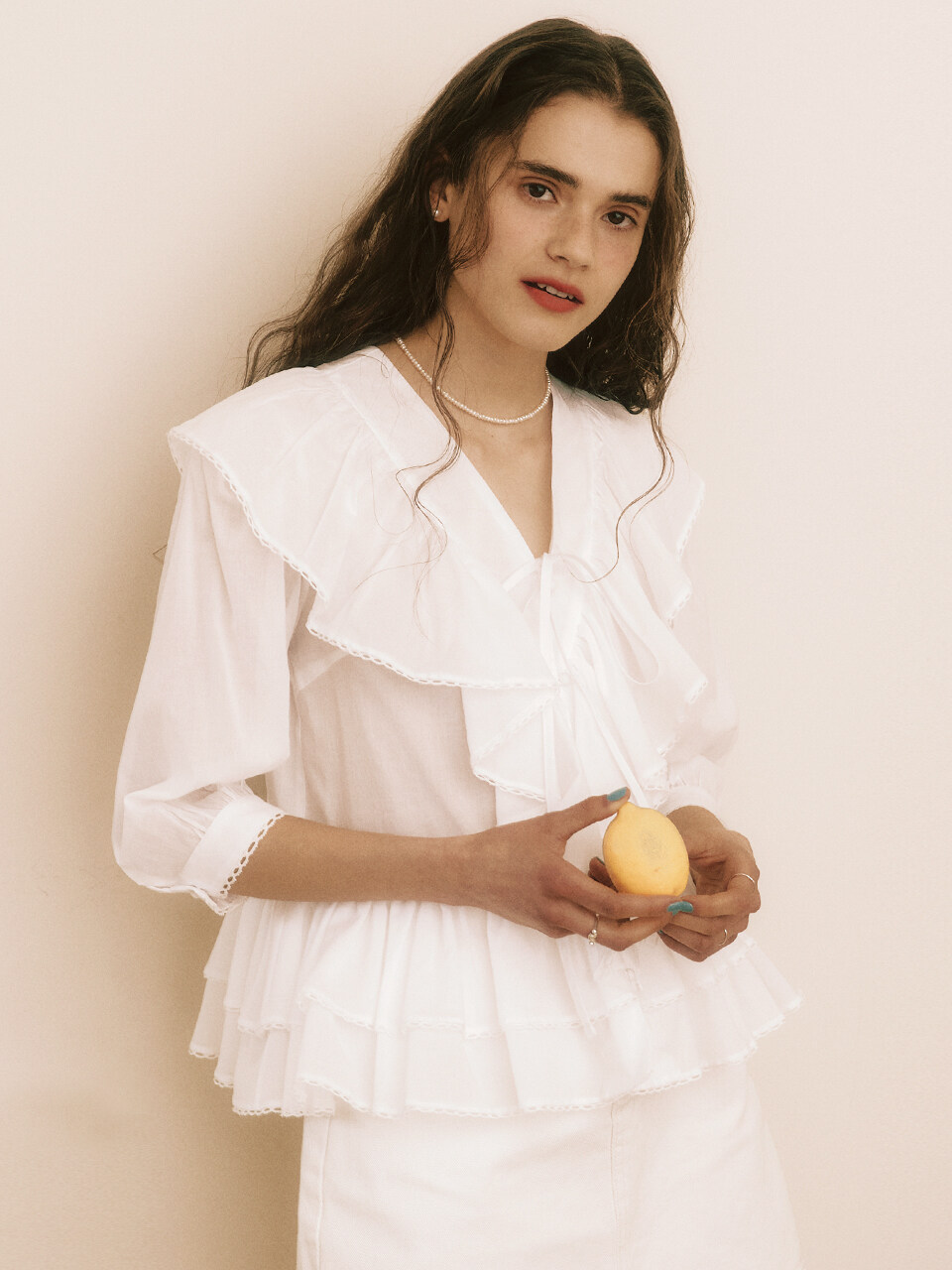 Your name Here V-neck Frill Blouse _2 Colors