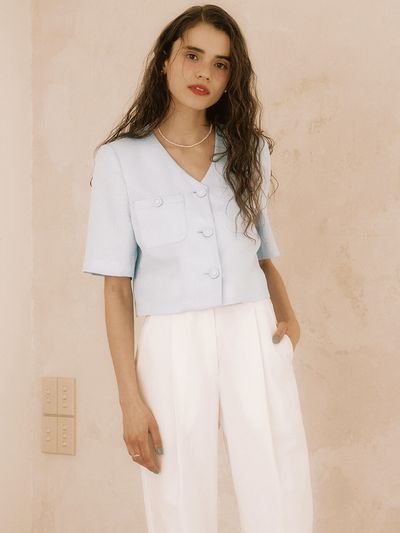Your name Here V-neck Slim Jacket _2 Colors
