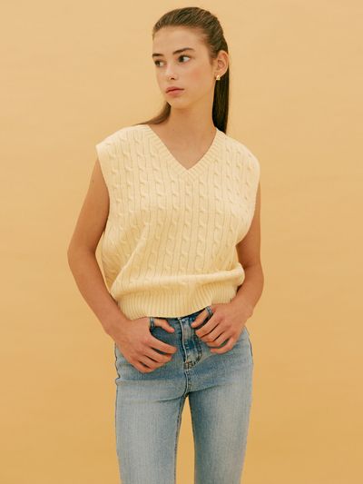 Your name Here V Neck Knit Vest (3 Colors)