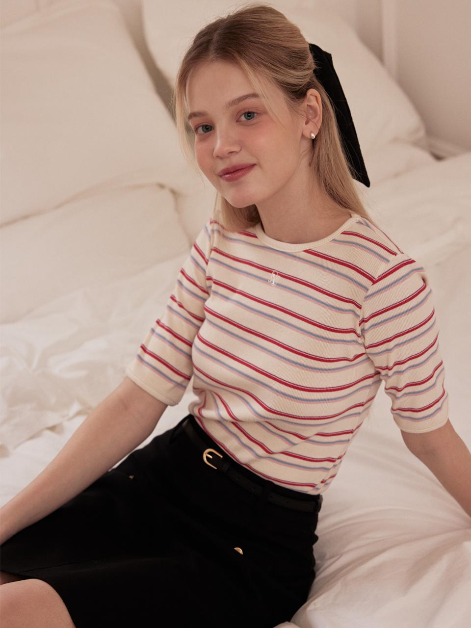 Your name Here Yunemi Stripe Short Sleeve Tee (2Color) Y4T013
