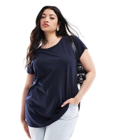 Yours Yours crew neck T-shirt in navy