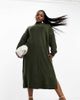 Yours Yours exposed seam sweater dress in khaki-Green - 1