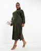 Yours Yours exposed seam sweater dress in khaki-Green - 4